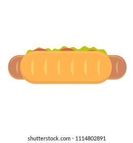 Hotdog. Vector isolated flat illustration fast food for poster, menus, brochure, web and icon fastfood.