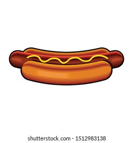 Hotdog. Vector isolated flat illustration fast food for poster, menus, brochure, web and icon fastfood.