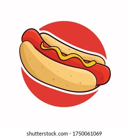 Hotdog. Vector isolated flat illustration fast food for poster, menus, brochure, web and icon fastfood.