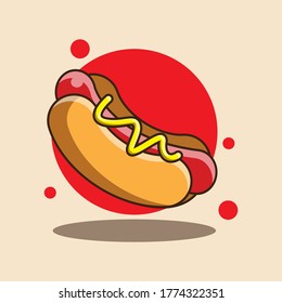 Hotdog. Vector isolated flat illustration fast food for poster, menus, brochure, web and icon fastfood.