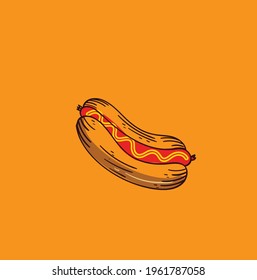 Hotdog. Vector isolated flat illustration fast food for poster, menus, brochure, web and icon fastfood.