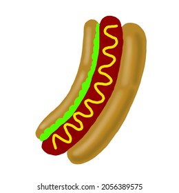 Hotdog. Vector isolated flat illustration fast food for poster, menus, brochure, web and icon fastfood.