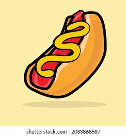 Hotdog. Vector isolated flat illustration fast food for poster, menus, brochure, web and icon fastfood.