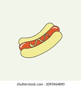 Hotdog. Vector isolated flat illustration fast food for poster, menus, brochure, web and icon fastfood. Vector illustration