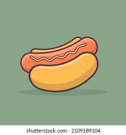 Hotdog. Vector isolated flat illustration fast food for poster, menus, brochure, web and icon fastfood.
