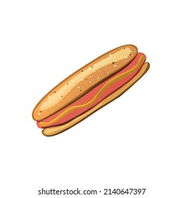 Hotdog. Vector aislado de ilustración plana de comida rápida para afiches, menús, folleto, web y comida rápida de iconos.