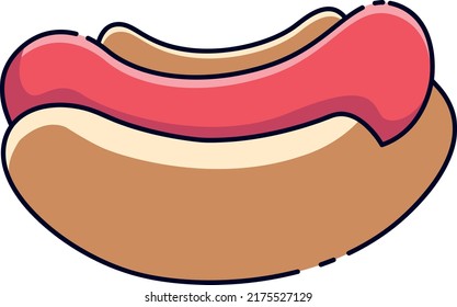 Hotdog. Vector Isolated Flat Illustration Fast Food For Poster, Menus, Brochure, Web And Icon Fastfood.