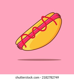 Hotdog. Vector Isolated Flat Illustration Fast Food