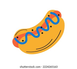 Hotdog. Vector isolated flat illustration fast food for poster, menus, brochure, web and icon fast food. Abstract illustration.
