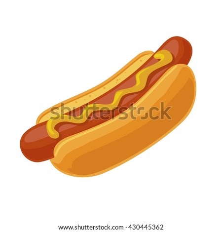 Hotdog. Vector isolated flat illustration fast food for poster, menus, brochure, web and icon fastfood. Foto stock © 