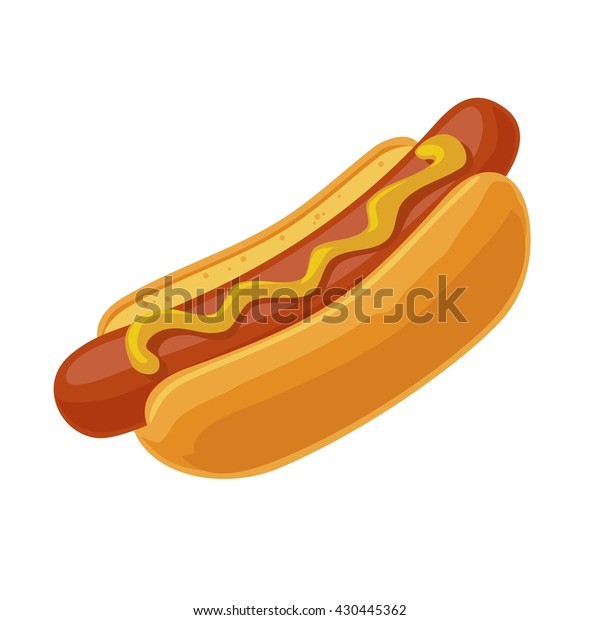 Hotdog. Vector isolated\
flat illustration fast food for poster, menus, brochure, web and\
icon fastfood.