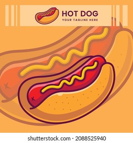 Hotdog. Vector hotdog isolated on white background, fast food illustration