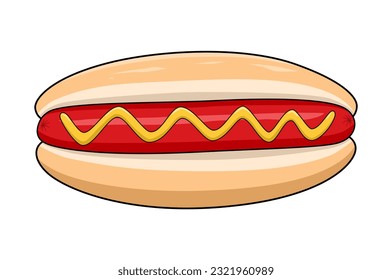Hotdog vector isolated on white background, illustration of fast food