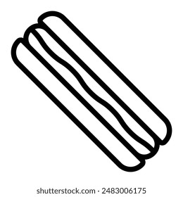 Hot-Dog Vector Line Icon Design