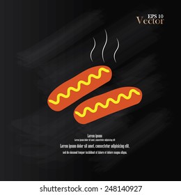   hotdog vector on chalkboard. breakfast  