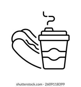 Hotdog vector outline icon. EPS 10 file