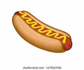 Hotdog. Vector retro illustration fast food for poster, menus, brochure, web and icon fastfood.