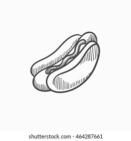 Hotdog vector sketch icon isolated on background. Hand drawn Hotdog icon. Hotdog sketch icon for infographic, website or app.