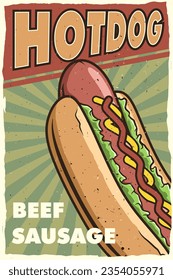 hotdog vintage poster for print