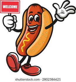 Hotdog while greeting and bring out signage