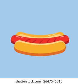 hotdog sem maionese no topo. hotdog design plano. fast food pouco saudável. ícone de hotdog simples