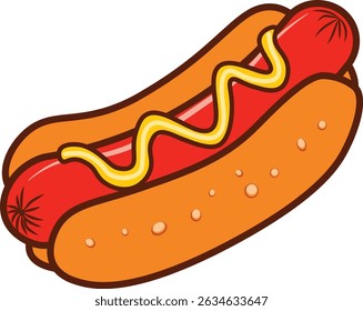 hotdog with yellow mustard vector