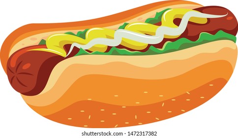 hotdog yummy cartoon style junkfood