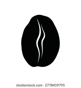 hotdrink featuring black silhouette of a single roasted coffee bean with a curving line...