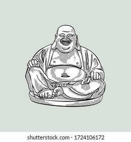 Hotei, laughing Buddha, vector image