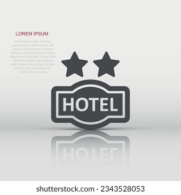 Hotel 2 stars sign icon in flat style. Inn vector illustration on white isolated background. Hostel room information business concept.