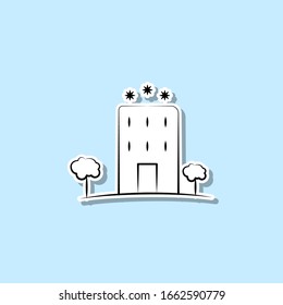 Icono de pegatina del Hotel 3 estrellas. Línea delgada simple, contorno vectorial de iconos de viaje para ui y ux, sitio web o aplicación móvil