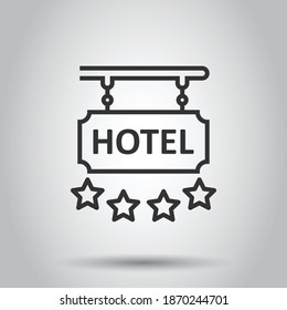 Hotel 4 stars sign icon in flat style. Inn vector illustration on white isolated background. Hostel room information business concept.