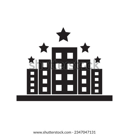 The hotel is 5 star. Universal icon for use in web and mobile UI  icon editable stroke, sign, symbol outline line button isolated on white 