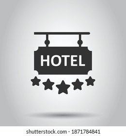 Hotel 5 stars sign icon in flat style. Inn vector illustration on white isolated background. Hostel room information business concept.