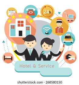 Hotel Accommodation Amenities Services Icons Heading