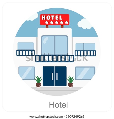 Hotel and accommodation icon concept