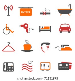 Hotel or accommodation icon set