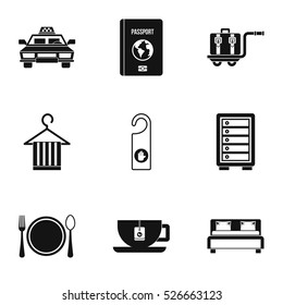 Hotel accommodation icons set. Simple illustration of 9 hotel accommodation vector icons for web