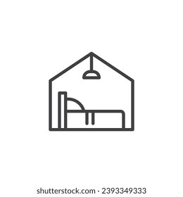 Hotel accommodation line icon. linear style sign for mobile concept and web design. Guest house outline vector icon. Symbol, logo illustration. Vector graphics