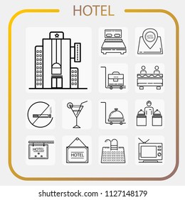 hotel, accommodation, travel, line icon, illustration