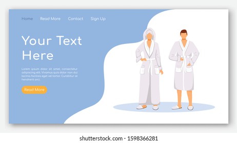 Hotel accomodation landing page vector template. Spa center website interface idea with flat illustrations. Resort homepage layout. Pampering procedure web banner, webpage cartoon concept