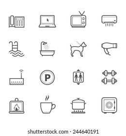 Hotel and Hotel Amenities Services Icons