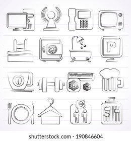 Hotel Amenities Services Icons - vector icon set
