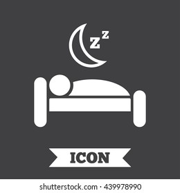 Hotel apartment sign icon. Travel rest place. Sleeper symbol. Graphic design element. Flat hotel symbol on dark background. Vector