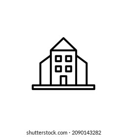Hotel, Apartment, Townhouse, Residential Line Icon, Vector, Illustration, Logo Template. Suitable For Many Purposes.