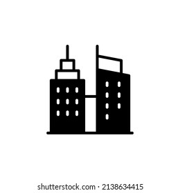 Hotel, Apartment, Townhouse, Residential Solid Line Icon Vector Illustration Logo Template. Suitable For Many Purposes.