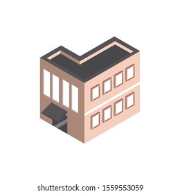 hotel apartments building isometric style vector illustration