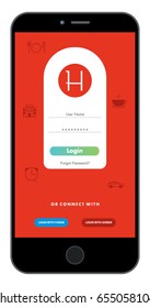 Hotel app mobile login screen vector design