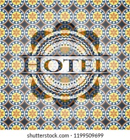 Hotel arabesque emblem background. arabic decoration.