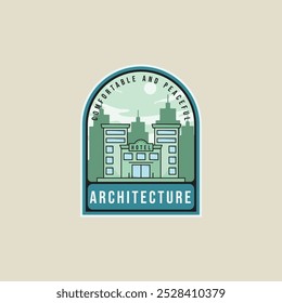 hotel arquitetura emblema linha de logotipo cor vetor ilustração modelo ícone design gráfico. resort edifício sinal ou símbolo para viagens de negócios com emblema estilo conceito tipografia